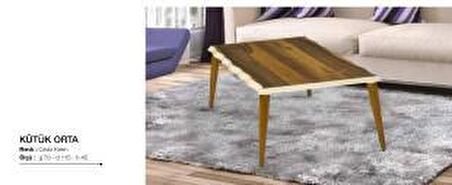 Bengi Orta Sehpa Osm KÜTÜK Desen  Model Sehpa Parlak Ceviz-Krem Boya Kayın Torna RETRO ayak El Yapım
