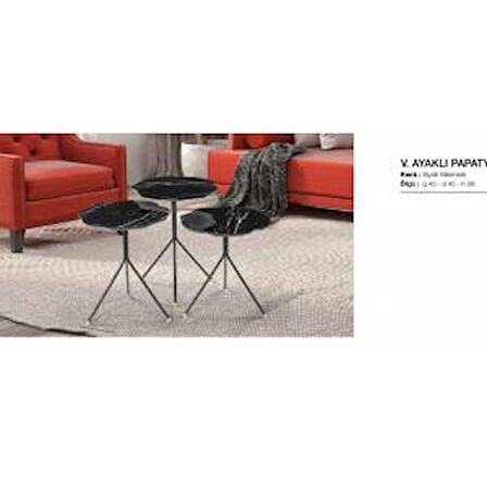Zigon OSM 12340 Papatya MODEL Ahşap Parlak Siyah DESEN MDF tabla Metal El Yapım