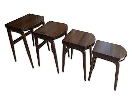 Zigon D sehpa Model Ahşap Kayın Torna Retro Ayak- Kaplama Parlak Ceviz renk El Yapımı