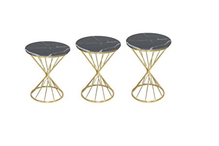 Zigon Rivoli BRC Model Siyah Mermer Temper cam Metal Çelik Gold Renk Kaplama Ayak El Yapım 