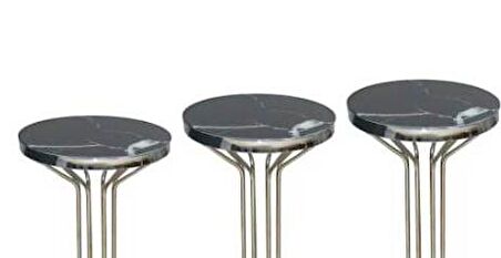 Zigon Bufalo Brc Model 1012 Siyah Mermer Temper cam GÜMÜŞ Renk Kaplama Metal Ayak El Yapım