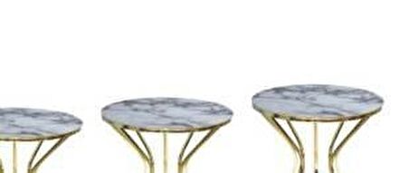 Bengi Brc CADDE ZİGON Beyaz Mermer Model Metal Çelik gold Renk Kaplama El Yapımı