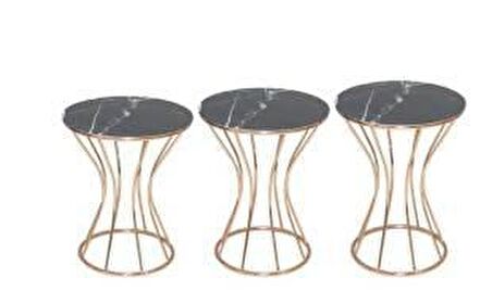 Bengi Brc KUM SAATİ ZİGON SİYAH Model Mermer Desen Metal Çelik ROSE Renk Kaplama  El Yapım