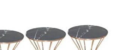 Bengi Brc KUM SAATİ ZİGON SİYAH Model Mermer Desen Metal Çelik ROSE Renk Kaplama  El Yapım
