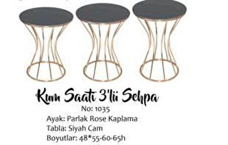 Bengi Brc KUM SAATİ ZİGON Düz SİYAH Desen Metal transmisyon Çelik ROSE Renk Kaplama El Yapım