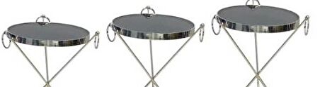 Zigon Brc Küpe Model Sehpa Metal Bakır roza renk X ayak Kırılmaz cam tabla El Yapım