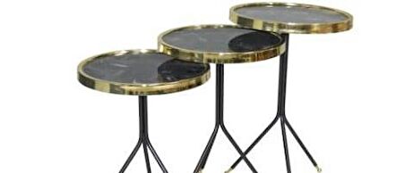 Zigon Brc Küpe Model Sehpa Metal Bakır Gold renk 3 ayak Kırılmaz cam tabla El Yapım