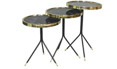 Zigon Brc Küpe Model Sehpa Metal Bakır Gold renk 3 ayak Kırılmaz cam tabla El Yapım