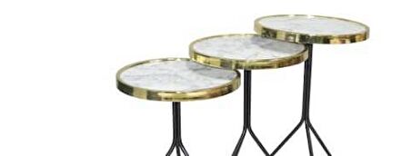 Zigon Olimpik Brc Model  Beyaz Mermer Metal transmisyon Gold Kaplama Ayak El Yapım 