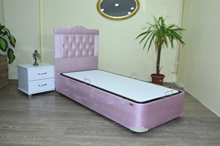 Bengi Ticaret Silinebilir Kumaş Tek Kişilik Pembe Baza + Başlık 100 x 200 cm