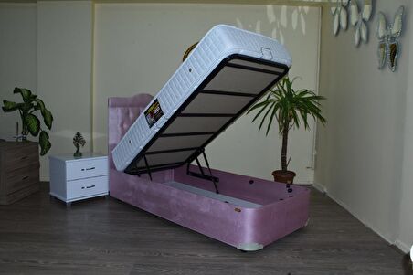 Bengi Baza Başlık Tay Tüyü Pembe Kumaş Ortopedik Cotton Kumaş Yatak 90*190