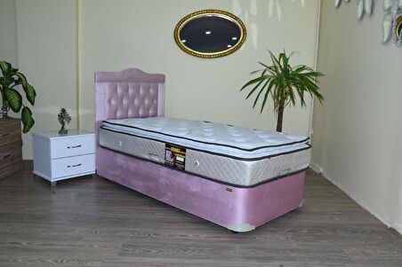 Bengi Ticaret Silinebilir Kumaş Tek Kişilik Pembe Baza + Başlık 100 x 200 cm