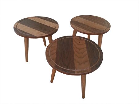 Orta Sehpa ve Zigon PAPATYA Model Ceviz Kaplam Kayın torna Retro Ayak Mdf tabla El yapım