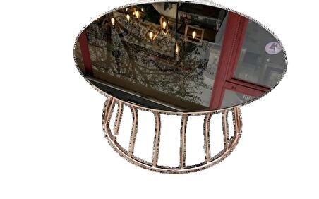 Orta sehpa KUM saat Model BRC DÜZ SİYAH TEMPER-Cam Çelik ROSE Renk Kaplama El Yapım