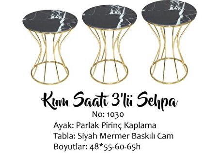 Brc KUM SAATİ ZİGON Siyah Mermer TEMPER cam Metal transmisyon Çelik GOLD Renk Kaplama El Yapım