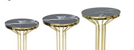 Brc Bufalo Zigon Model Siyah Mermer Temper cam Metal GOLD Renk Kaplam Metal Ayak El Yapım