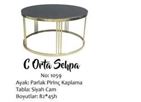 Bengi Brc C ORTA sehpa Model Siyah DÜZ TEMPER Cam Metal çelik GOLD renk Kaplama Ayak El Yapım