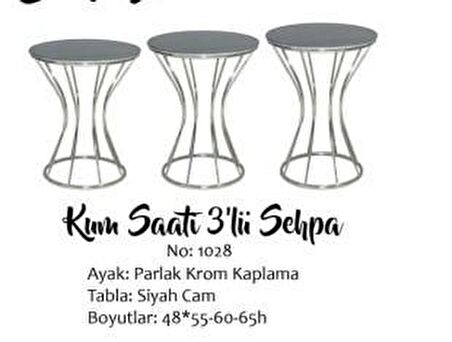 Bengi Brc KUM SAATİ ZİGON Düz Siyah Model TEMPER cam Metal transmisyon Çelik Krom Renk Kaplama El Yapım