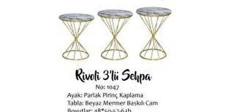 Bengi Brc RİVOLİ Zigon Model Metal transmisyon çelik Gold Renk kaplama Beyaz Mermer temper cam El yapım