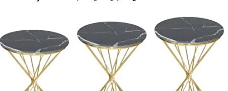 Brc RİVOLİ Zigon Model Metal transmisyon çelik Gold Renk kaplama Siyah Mermer temper cam El yapım