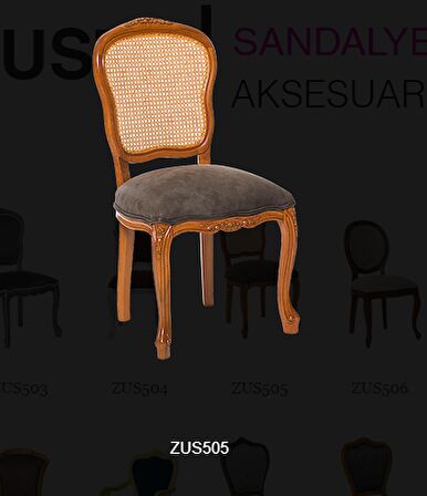 Sandalye Zus505 HASIR SIRT Model AVANGART Aslan ayak Babyface Anrasit döşeme El Yapım