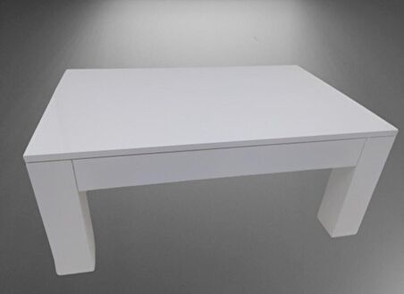 Bengi Orta Sehpa KÜT  Model Ahşap Kutu KÜT Ayak MDF PARLAK BEYAZ Tabla Kutuda sevk El Yapım