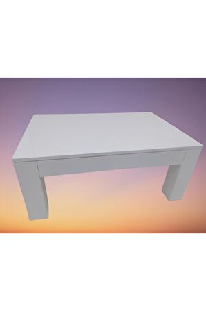 Bengi Orta Sehpa KÜT  Model Ahşap Kutu KÜT Ayak MDF PARLAK BEYAZ Tabla Kutuda sevk El Yapım