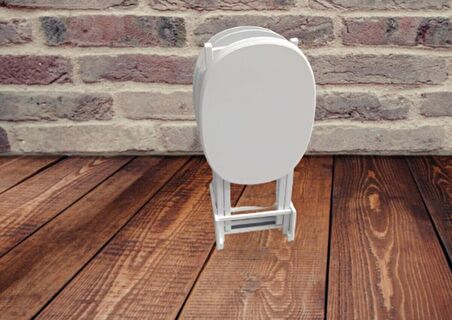 Bengi Zigon Sehpa Oval ÇANTA Kayın Model Torna İskelet Parlak Beyaz Lake Boya  El Yapım