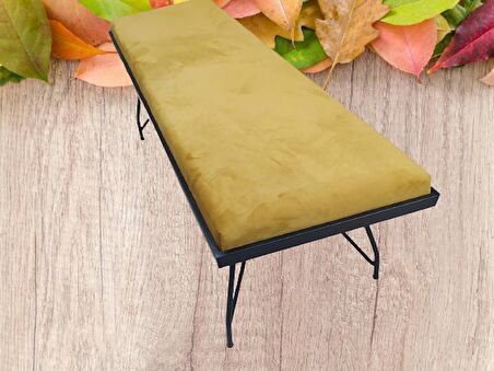 Sandalye BENC PENYEZ Klasik Model Metal Çelik Siyah fırın Siyah Boya Hardal Balkon-Bahçe El yapım