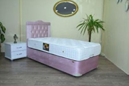 Bengi Ticaret Tay Tüyü Tek Kişilik Pembe Baza + Başlık + Yatak 100 x 200 cm