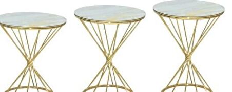 Bengi Zigon Brc RİVOLİ model Beyaz mermer Kırılmaz cam Transmisyon Metal Gold kaplama  El Yapımı