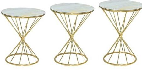 Bengi Zigon Brc RİVOLİ model Beyaz mermer Kırılmaz cam Transmisyon Metal Gold kaplama  El Yapımı