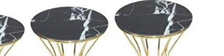 Bengi Brc KUMSAAT Model Zigon  ŞIK Siyah Mermer Temper Cam Metal Transmisyon Çelik GOLD Renk Kaplam El Yapım
