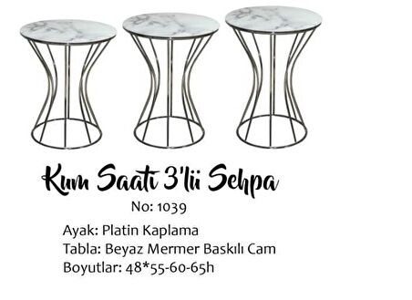 Bengi Brc Zigon KUM SAAT model Beyaz Mermer Temper cam Transmisyon Metal Çelik platin renk kaplam EL Yapım
