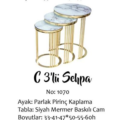 Bengi Zigon C MODEL Gold Kaplama renk Kırılmaz Temper Beyaz mermer cam El Yapım Kutuda sevk El Yapım