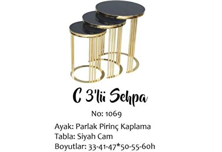 Bengi Zigon C MODEL Gold Kaplama renk Kırılmaz Temper Siyah cam El Yapım Kutuda sevk El Yapım