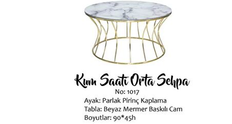 Bengi Brc KUM SAAT Zigon Model Beyaz Mermer Temper Cam Metal transmisyon çelik Gold renk Kaplam EL Yapım