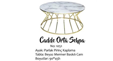 Bengi Brc CADDE Orta Sehpa Model 1052 Sarı Mermer Temper Cam Metal transmisyon çelik GOLD renk El Yapımı