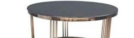 Bengi Brc Orta sehpa C 1062 Model Düz Siyah Temper Cam Metal çelik ROZA renk Kaplama Ayak El Yapım