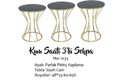 Bengi Brc KUM SAAT Zigon Model Düz Siyah Temper Cam Metal çelik Altın renk Kaplam El Yapım