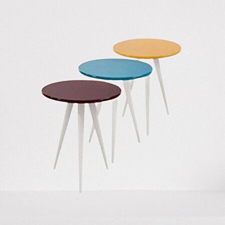 Zigon 17788 3Ayak Parlak 3Renk Model Sehpa Kayın RETRO Ayak MDF tabla EL Yapım