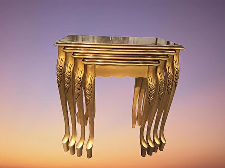 Zigon ST 17936 Klasik Model sehpa Parlak Gold renk Kayın Aslan Oyma Ayak El Yapım