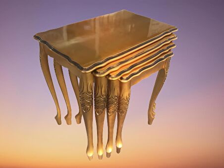 Zigon ST 17936 Klasik Model sehpa Parlak Gold renk Kayın Aslan Oyma Ayak El Yapım