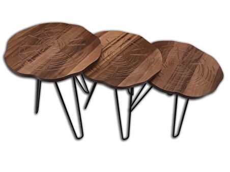 Zigon PAPATYA Model Kütük Desen MDF Tabla Metal Ayak V Ayak El Yapımı Kutuda Sevk El Yapım
