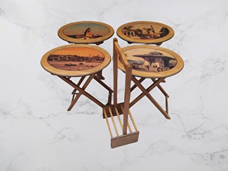 Zigon ÇANTA OVAL RESİMLİ Model Kayın Retro ayak Parlak Ceviz Natüre minumum park Kutu sevk El Yapım
