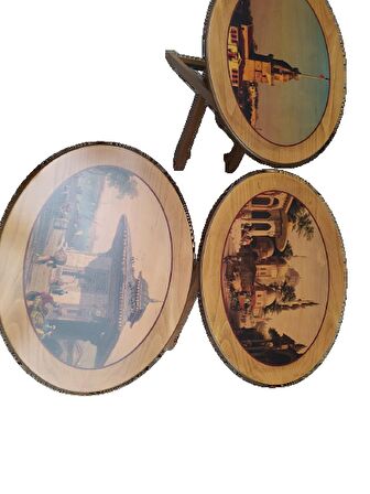 Zigon ÇANTA OVAL RESİMLİ Model Kayın Retro ayak Parlak Ceviz Natüre minumum park Kutu sevk El Yapım