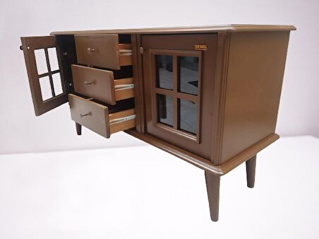 Tv Sehpası Windovs Model Pencere Ahşap Kayın Torna RETRO Ayak Ceviz Renk 125 cm El Yapımı
