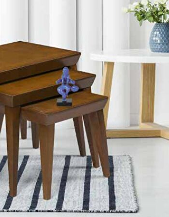 Zigon OSM 18253 Piramit  Model Klasik Sehpa Kayın Retro Ayak Ceviz Ahşap Elyapım