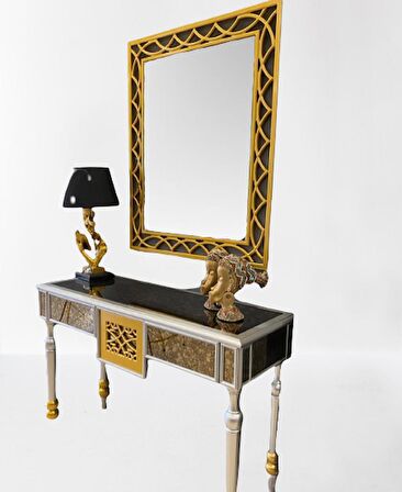 Dresuar 18498 SARMAŞIK Model Kayın Torna RETRO  ANTİK Gold Gümüş uyum El Yapım