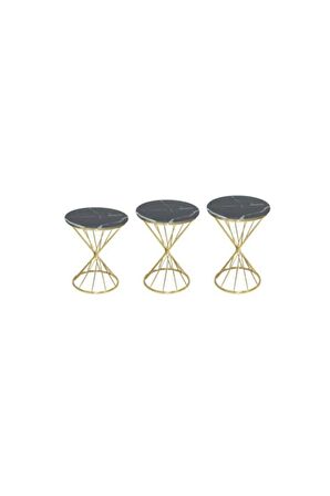 Brc18512 RİVOLİ Zigon Model Metal Gold Renk Siyah mermer temper Tabla Cam El Yapı